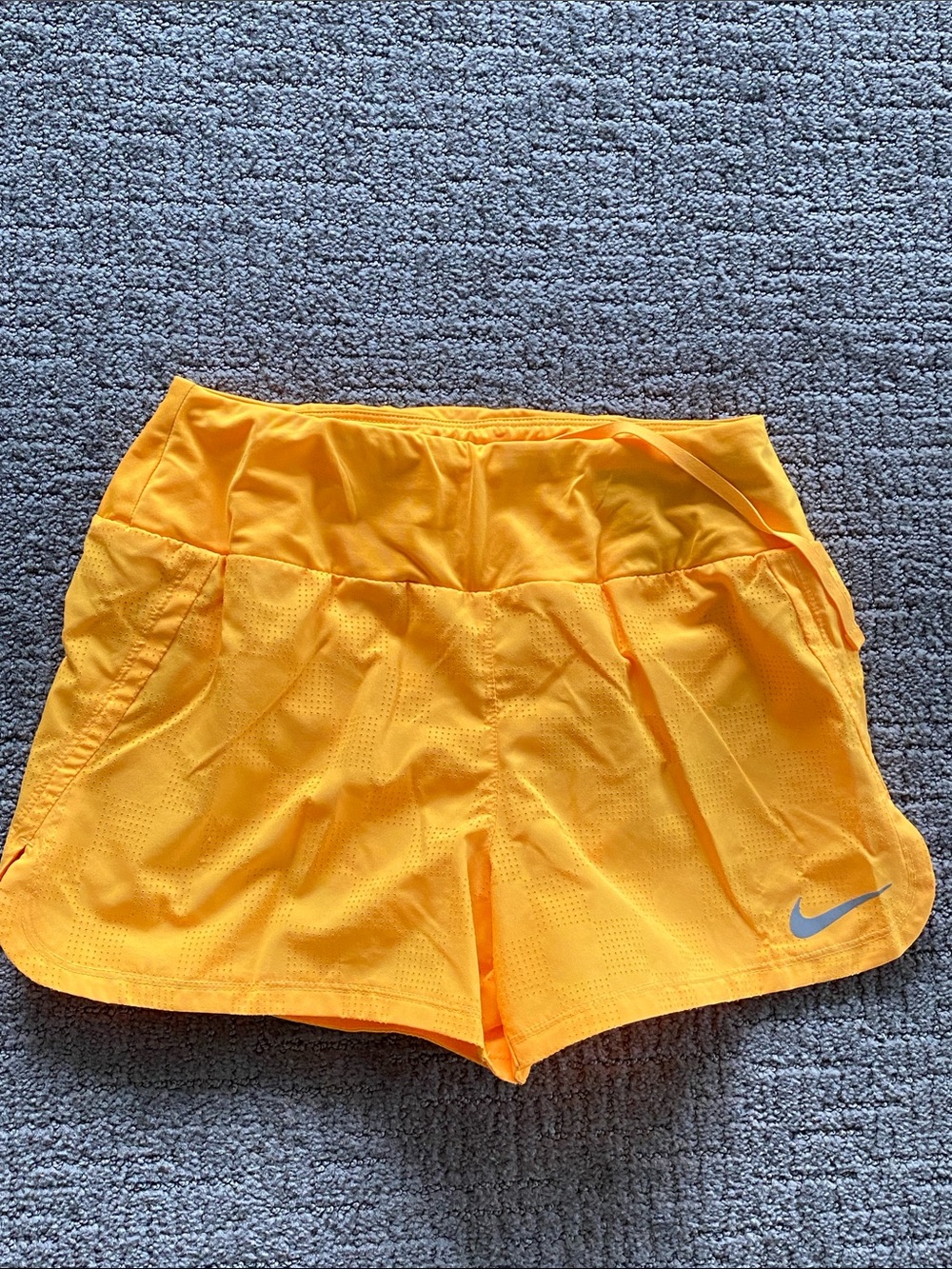 Nike Women’s Bright Orange Athletic Running Shorts with Reflective Swoosh